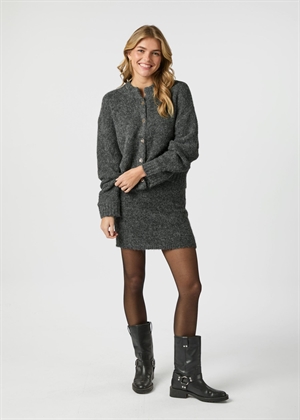 Taura fluffy knit cardigan Antrasit Neo Noir 